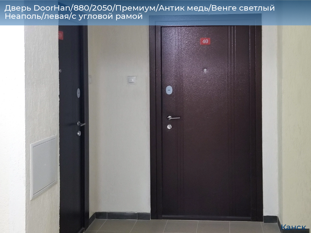 Дверь DoorHan/880/2050/Премиум/Антик медь/Венге светлый Неаполь/левая/с угловой рамой, kansk.doorhan.ru